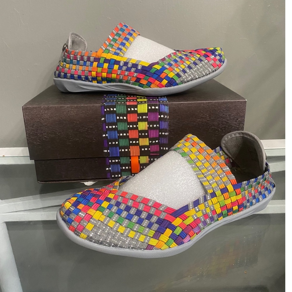 Bernie Mev Cuddly Multi Color Woven Mary Jane Memory Foam Flats Size 40
